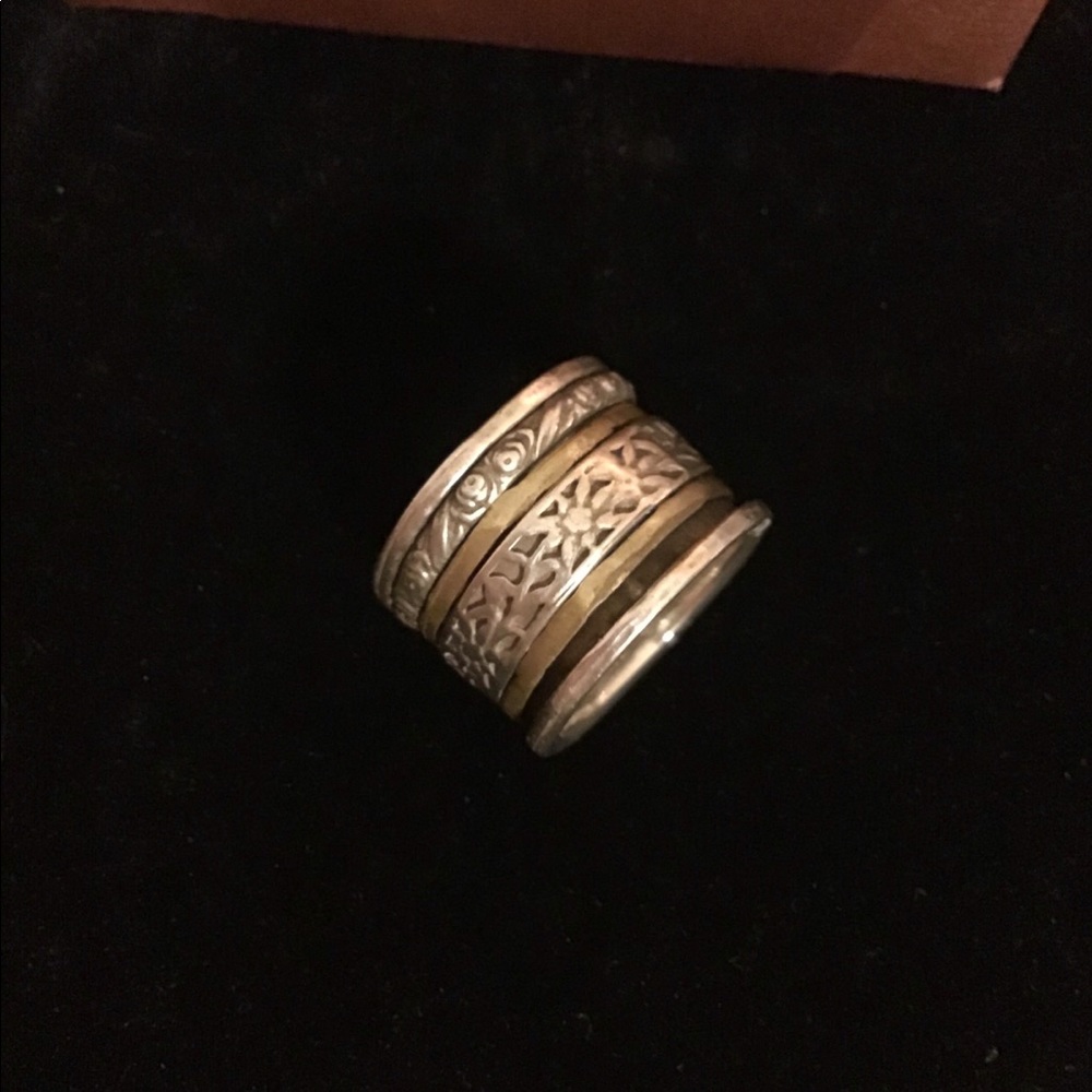 Silpada two-toned silver & gold spinner cuff ring